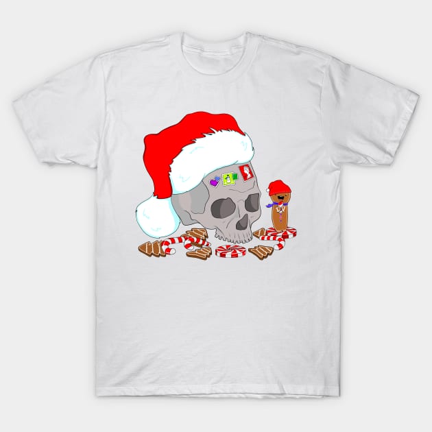 Xmas skull and Gingie T-Shirt by Red Fox